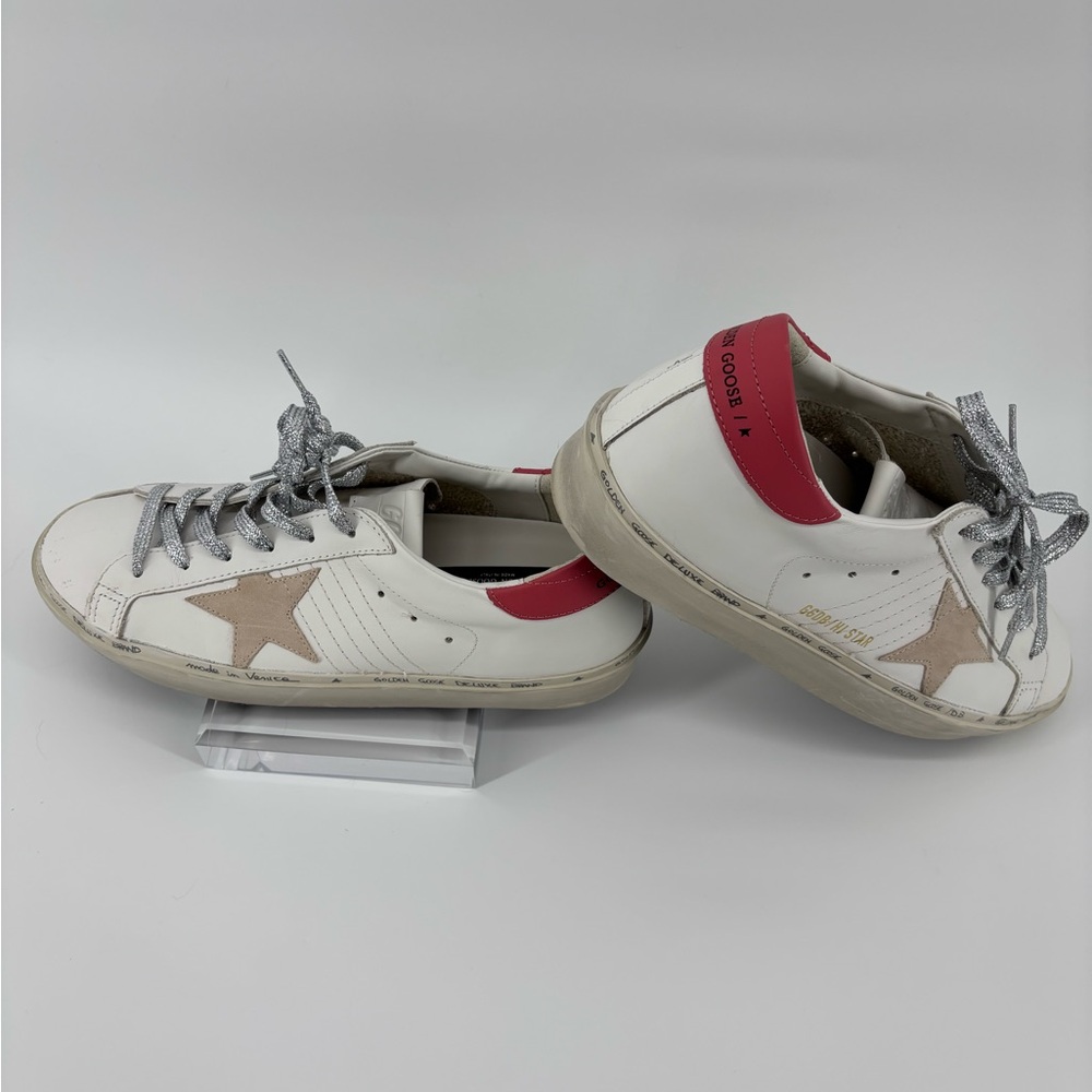 NWTGolden Goose White/Taupe/Mineral  Sneakers with Star Detail. Size 41 Box Bag